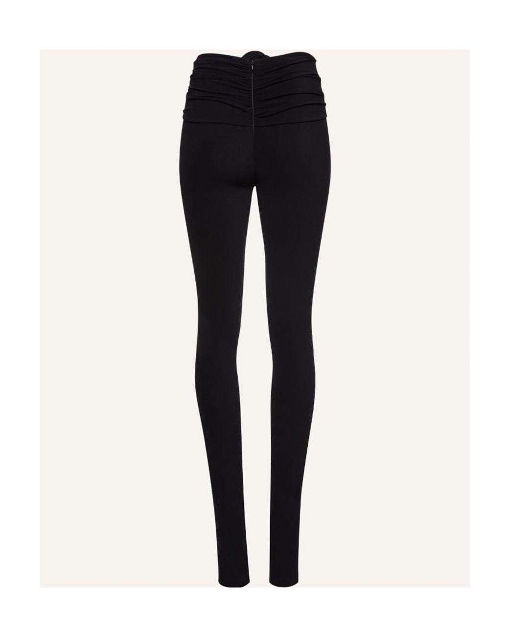 Magda Butrym Black Floral-Appliqué Ruched Leggings