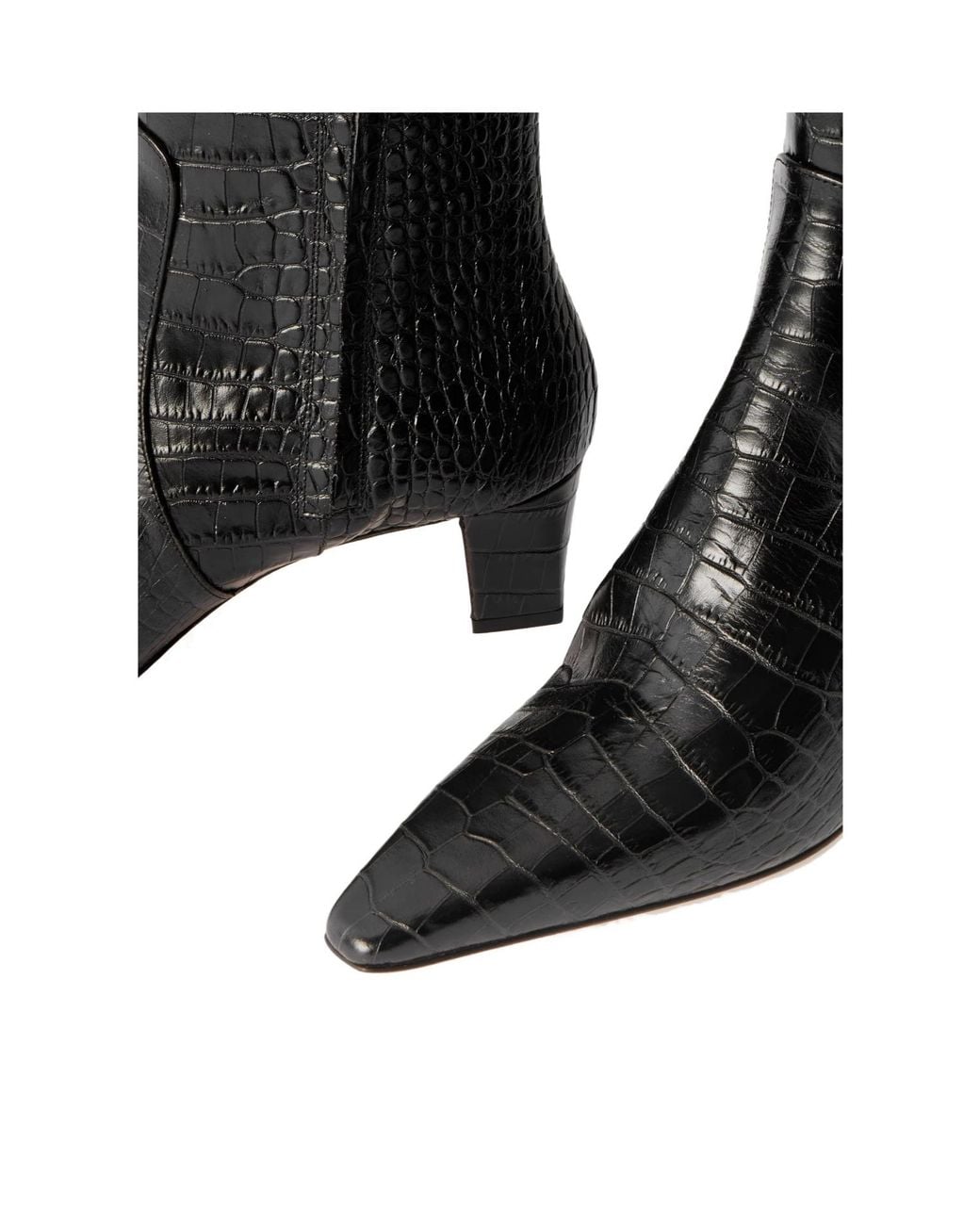 Manolo Blahnik Black Croc-Effect Leather Knee Boots
