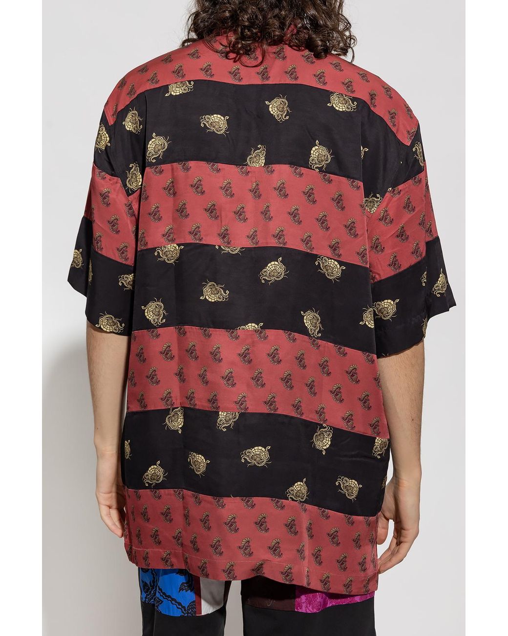 Dries Van Noten Red Graphic Printed Striped Shirt for men