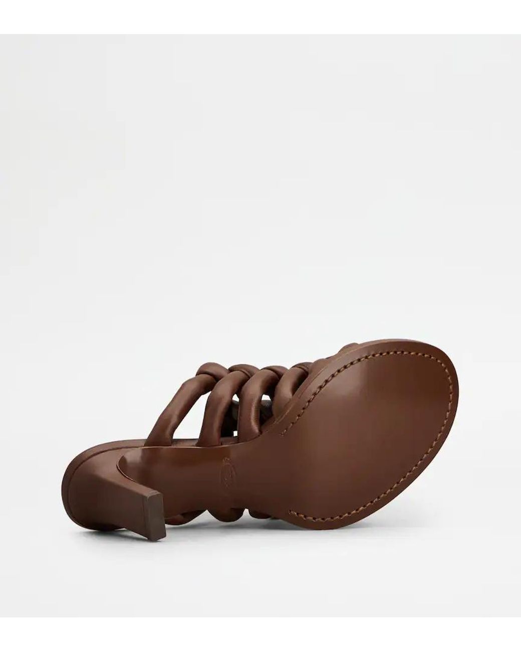 Tod's Brown Intreccio-Design Heeled Sandals