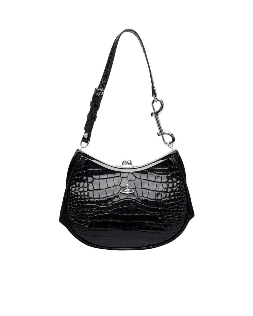Vivienne Westwood Black Orb Plaque Embossed Shoulder Bag