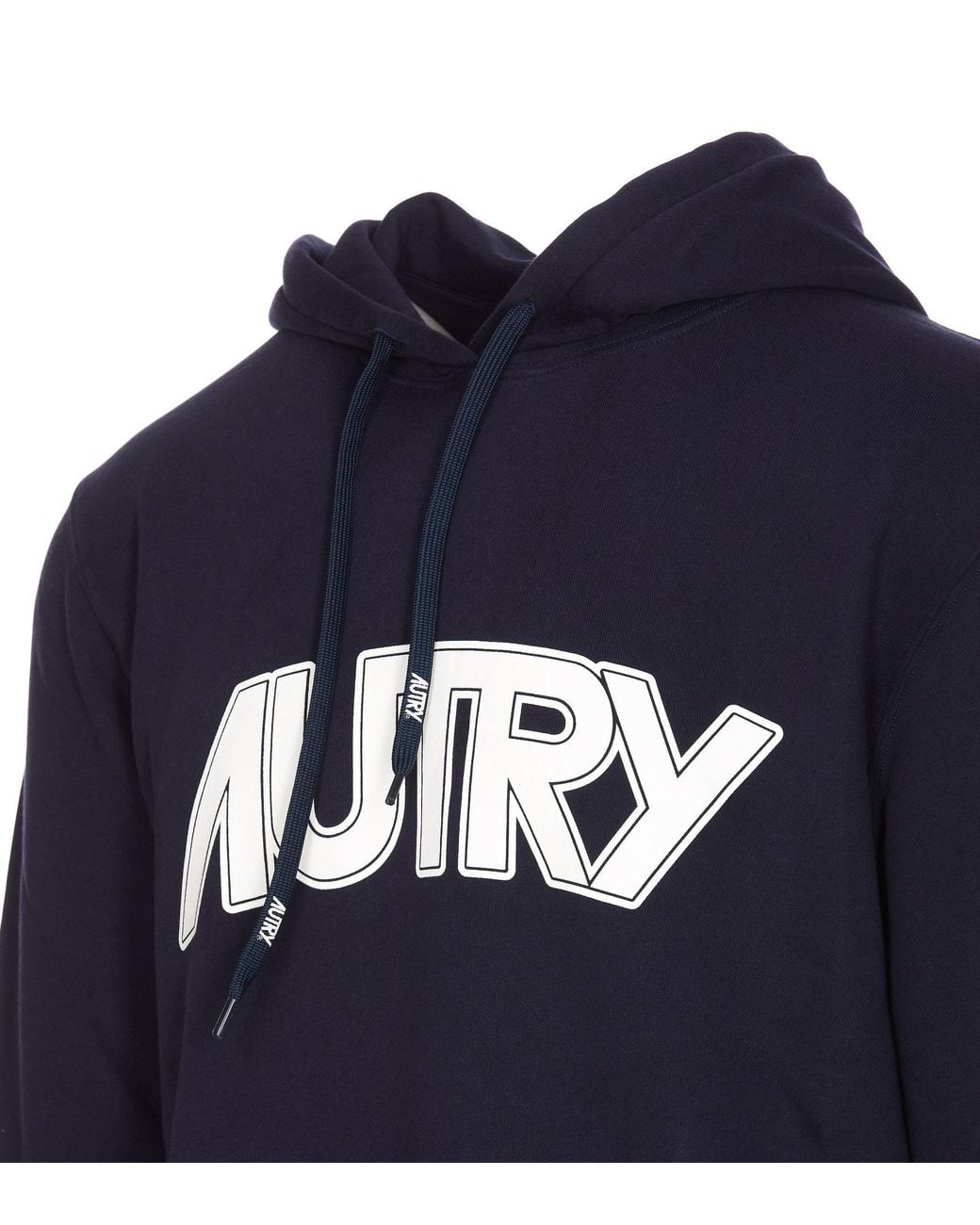 Autry Blue Logo-Printed Drawstring Hoodie for men
