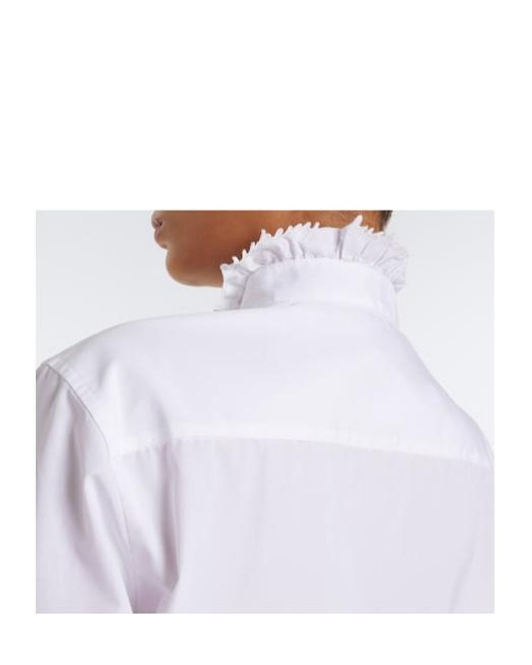 Burberry White Logo Ruffled Cotton Poplin Shirt