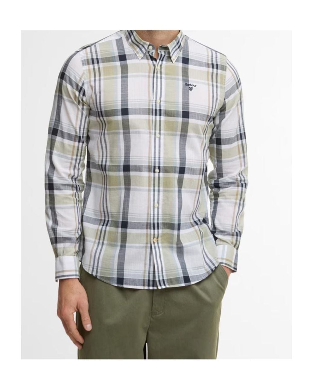 Barbour Gray Logo Plaid Shirt for men