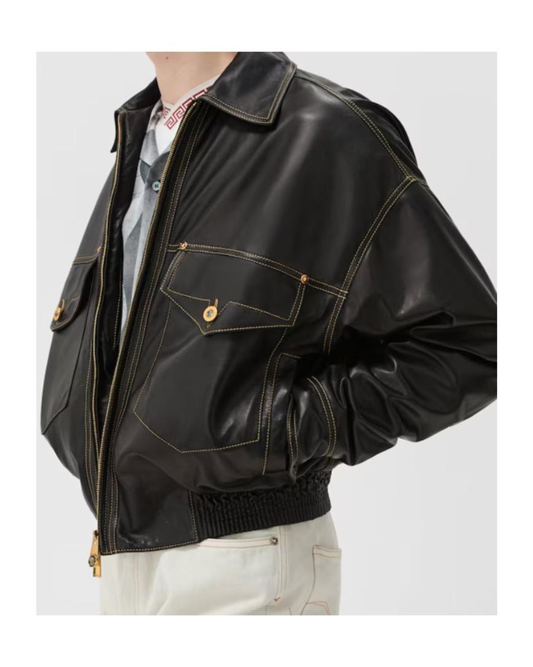 Versace Black Leather Jackets for men