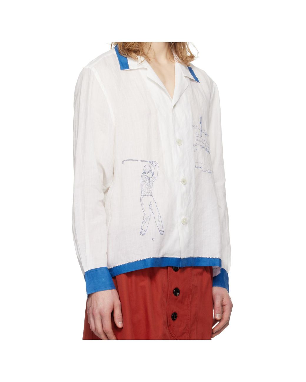 Bode White Linen Shirt for men