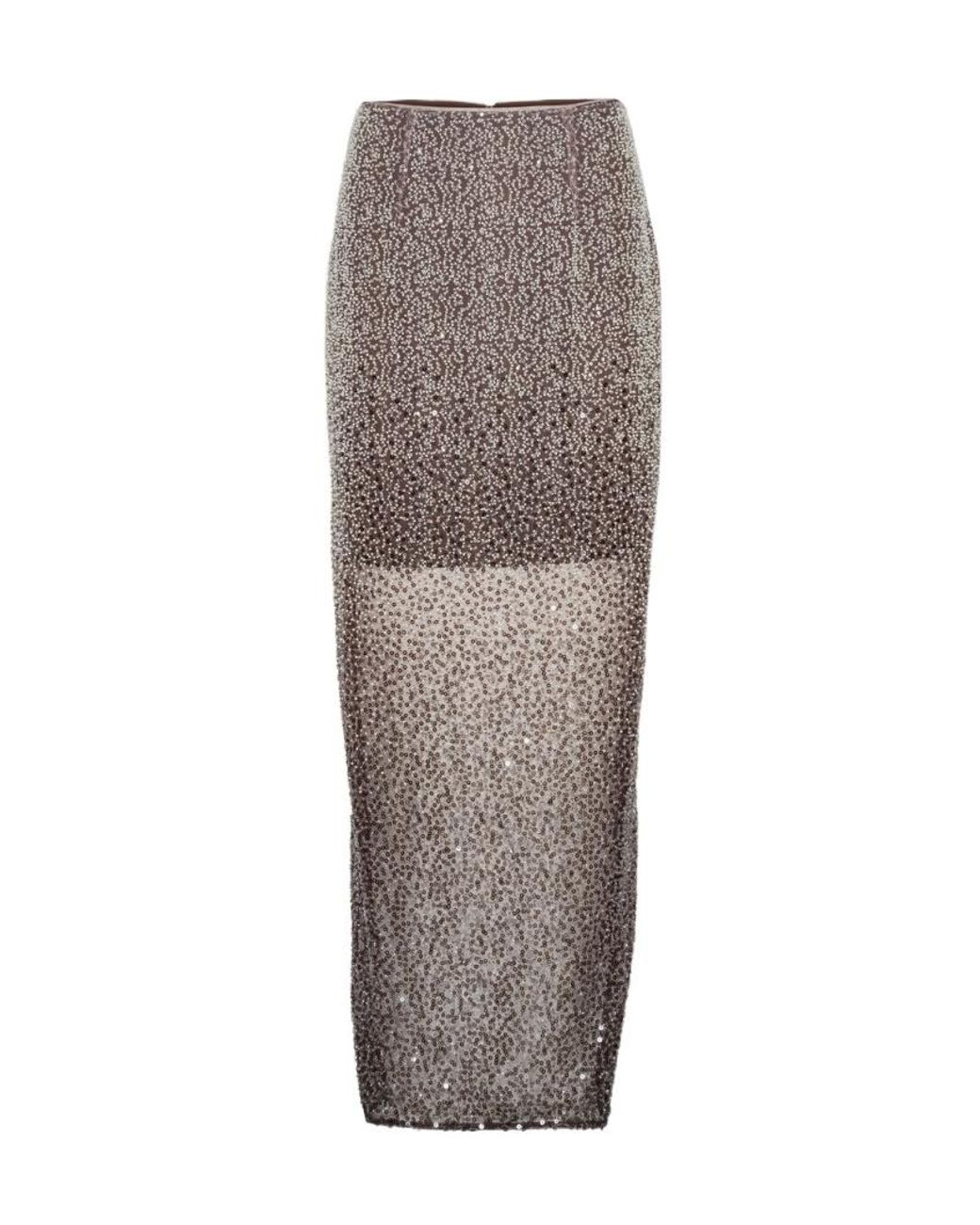 ROTATE BIRGER CHRISTENSEN Gray Sequin Embellished Maxi Skirt