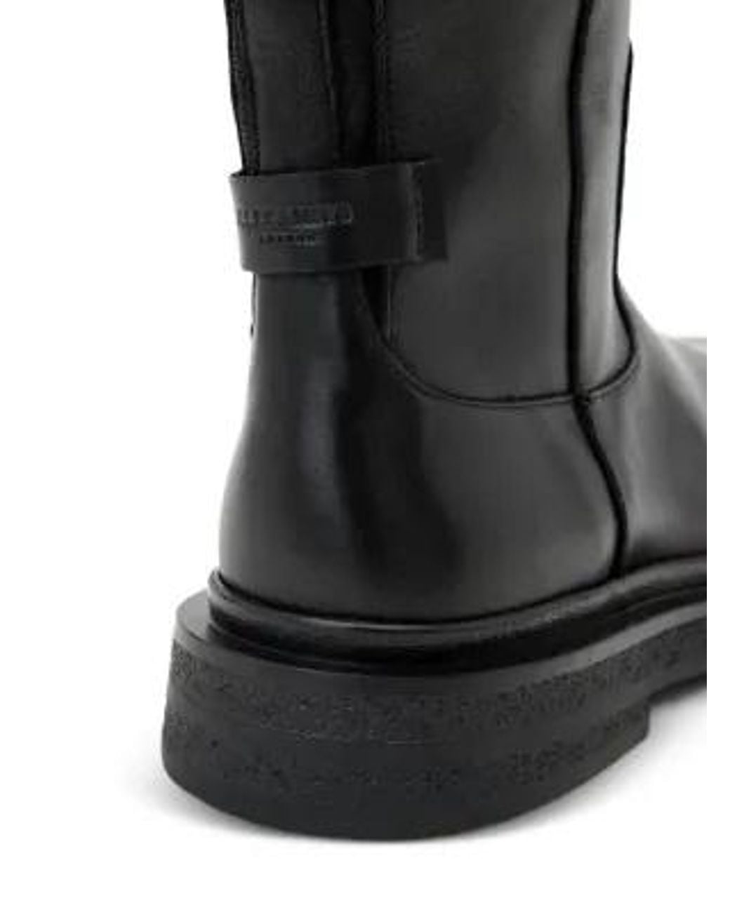 AllSaints Brown Escher Zip Logo-Strap Knee-High Boots