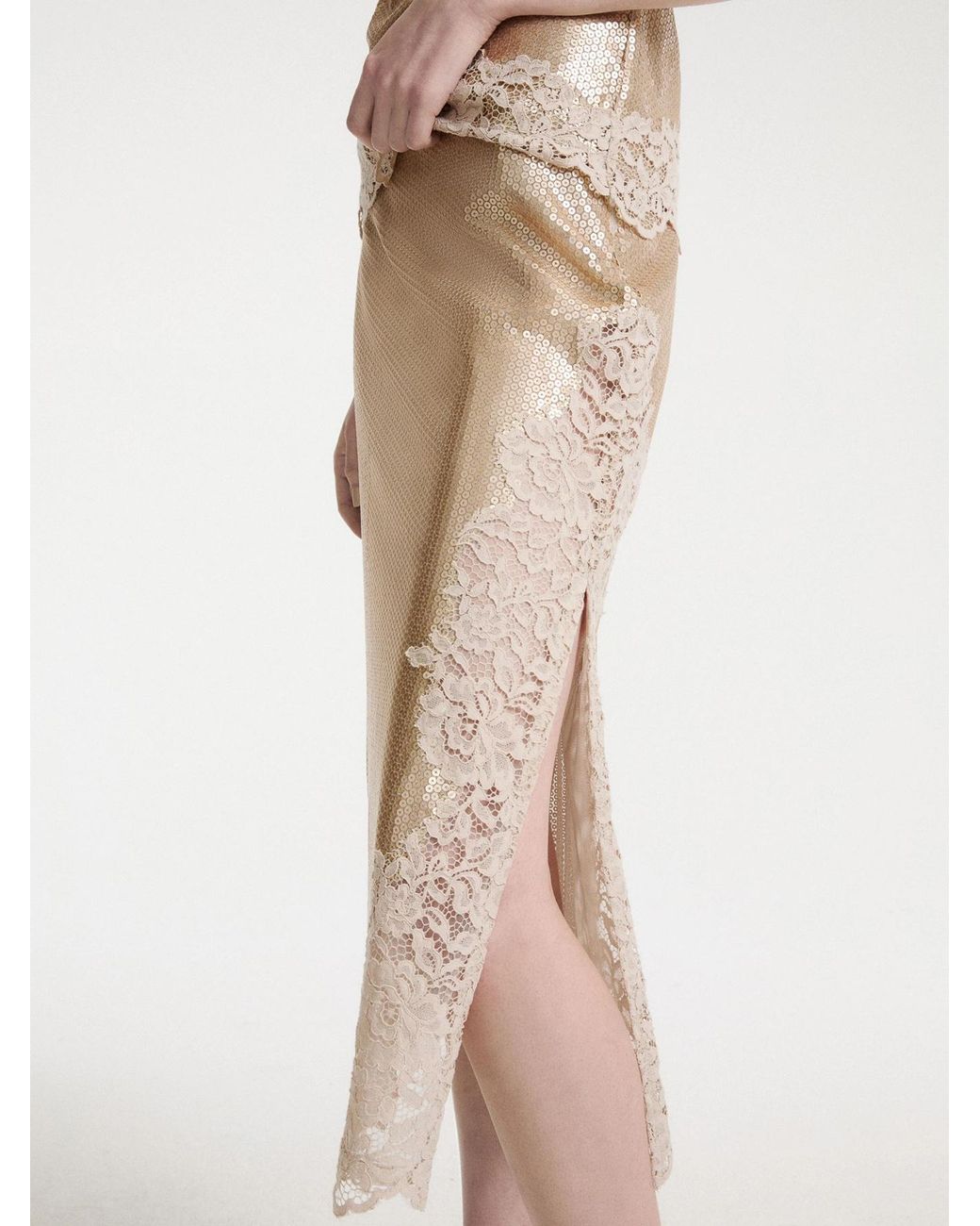 Marella Natural Lace-Detail Skirt
