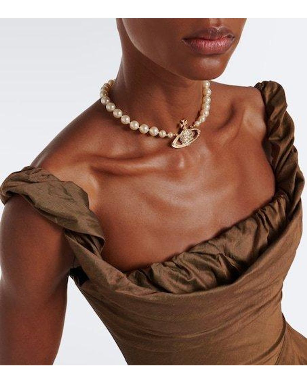 Vivienne Westwood Brown Draped Cotton-Blend Bustier Dress