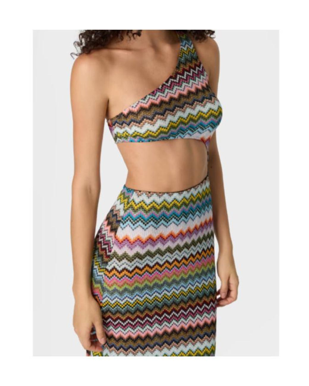 Missoni White One-Shoulder Pixel-Effect Zigzag Swimwear Cover-Up