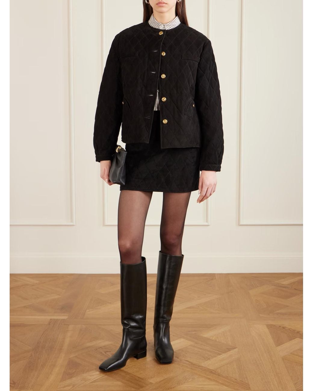 Blazé Milano Black Gliss Quilted Suede Jacket