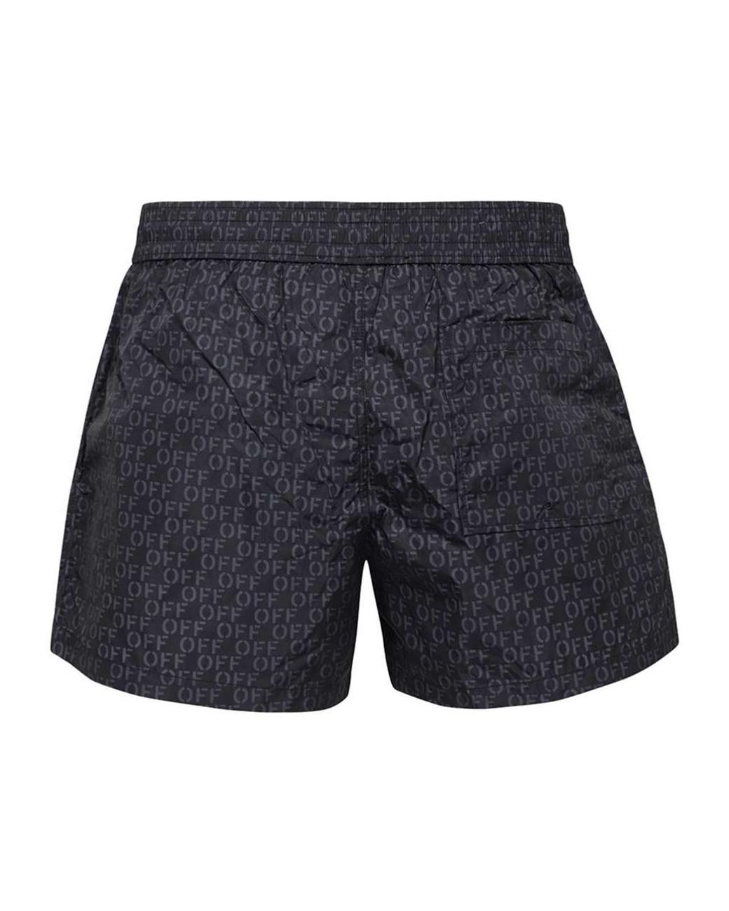Off-White c/o Virgil Abloh Blue Allover Logo Printed Swim Shorts for men