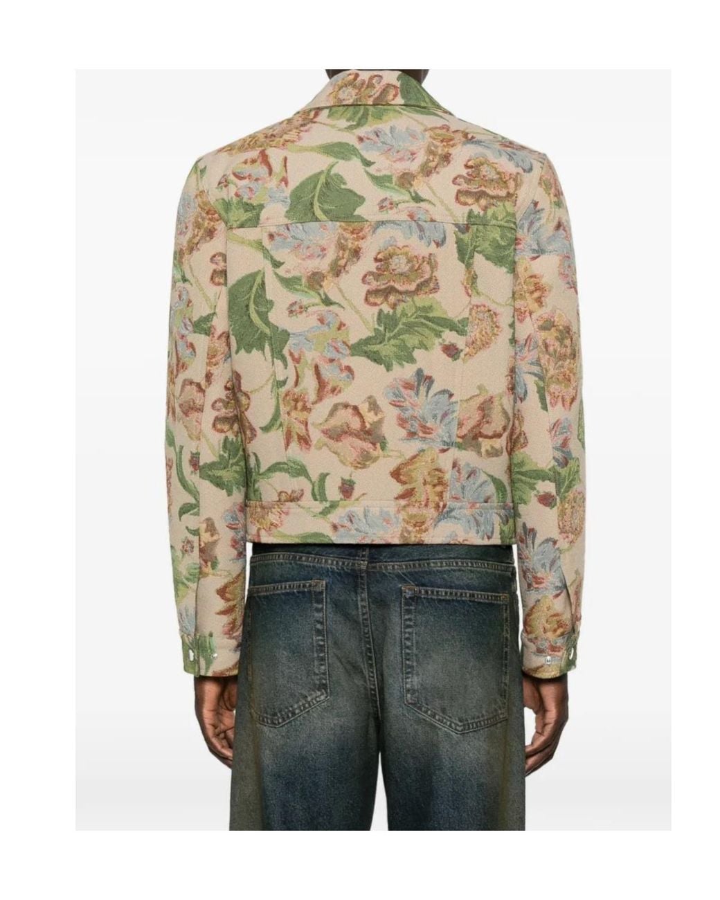 Amiri Green Floral-Tapestry Logo-Embroidered Jacket for men