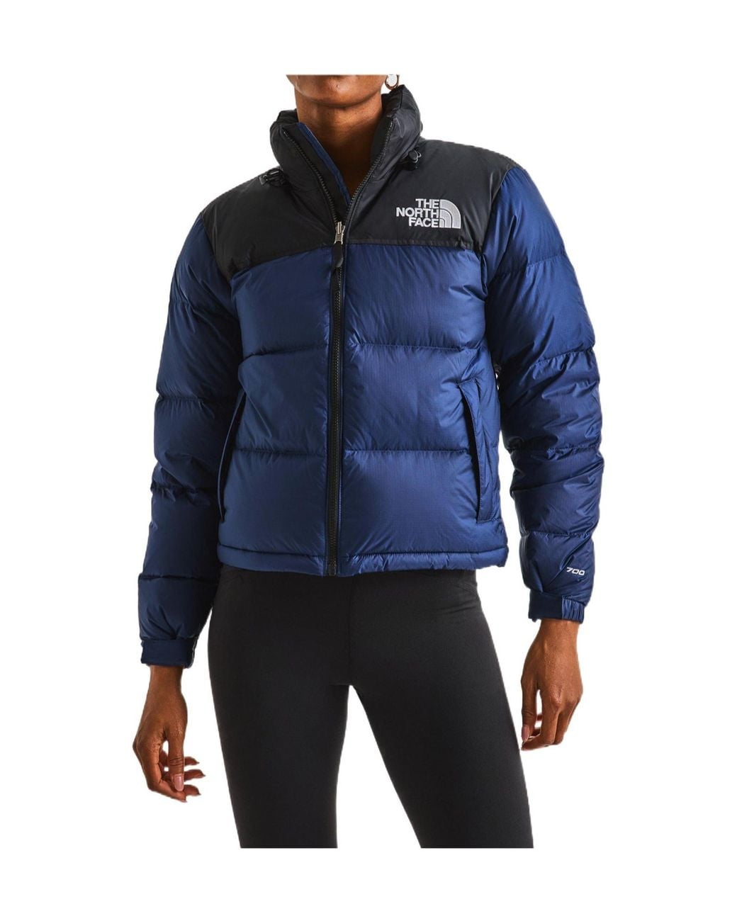 The North Face Blue Retro Nuptse Water Resistant Goose Down Short Puffer Jacket