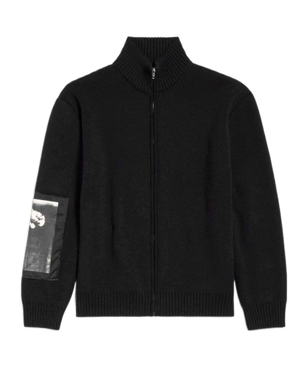 Balenciaga Black Graphic Zip-Up Cardigan for men