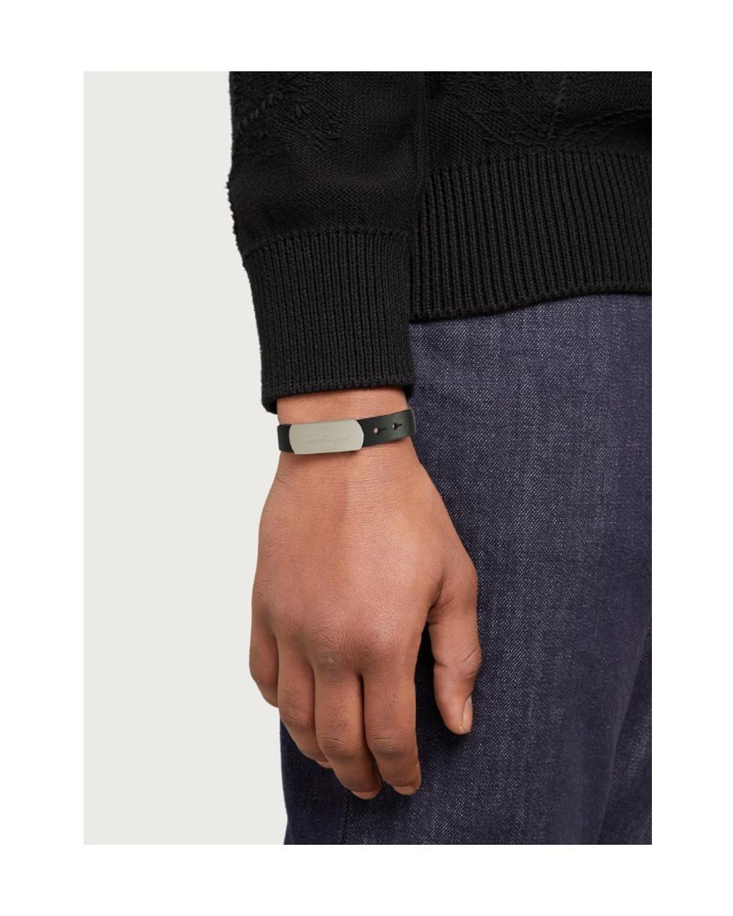 Ferragamo Multicolor Engraved-Logo Leather Bracelet for men