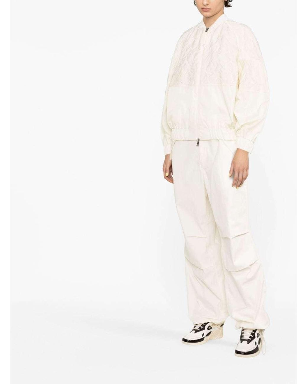 Moncler White Drawstring-Fastened Logo-Patch Hoodie