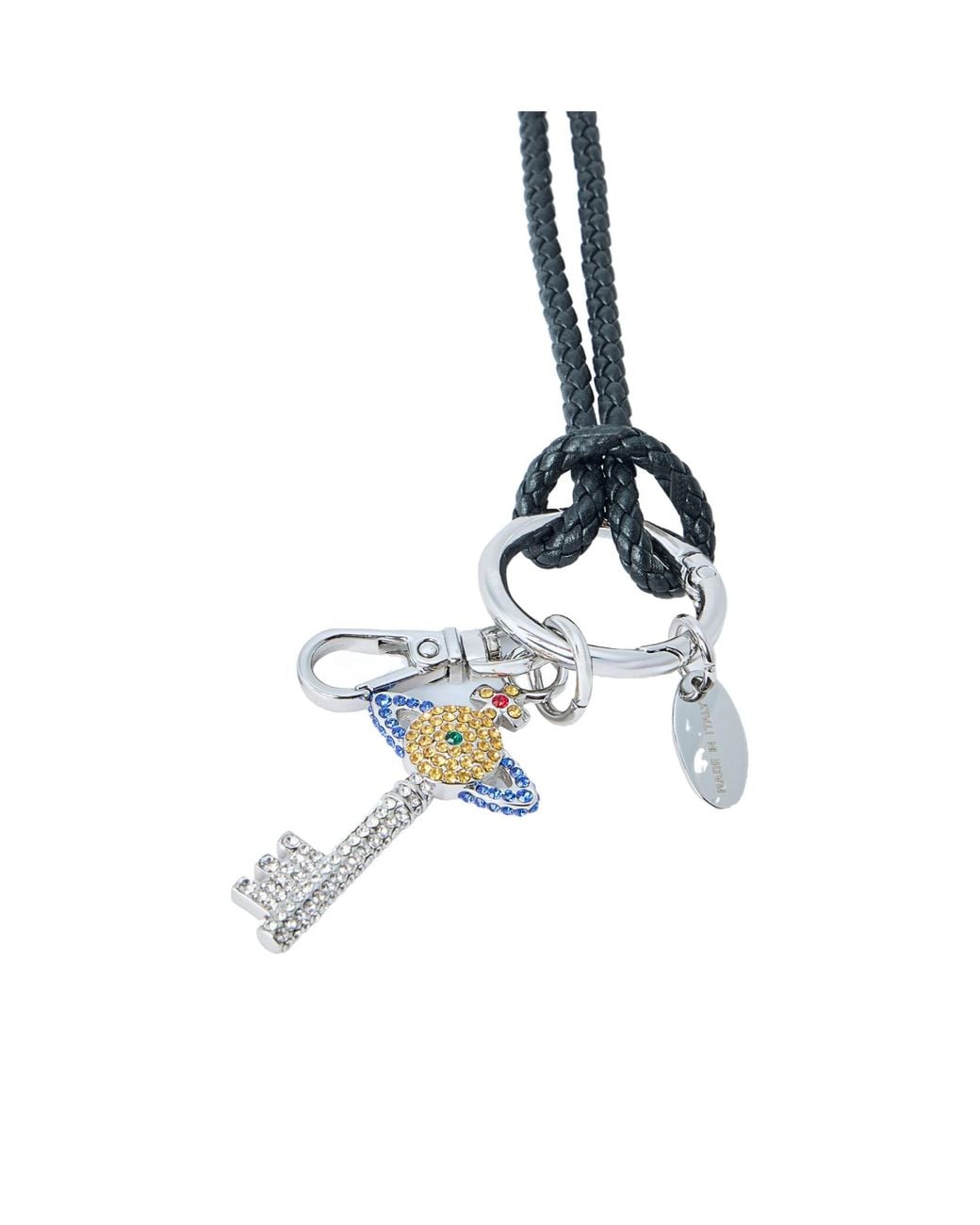 Vivienne Westwood White Diamante Key Orb Necklace for men