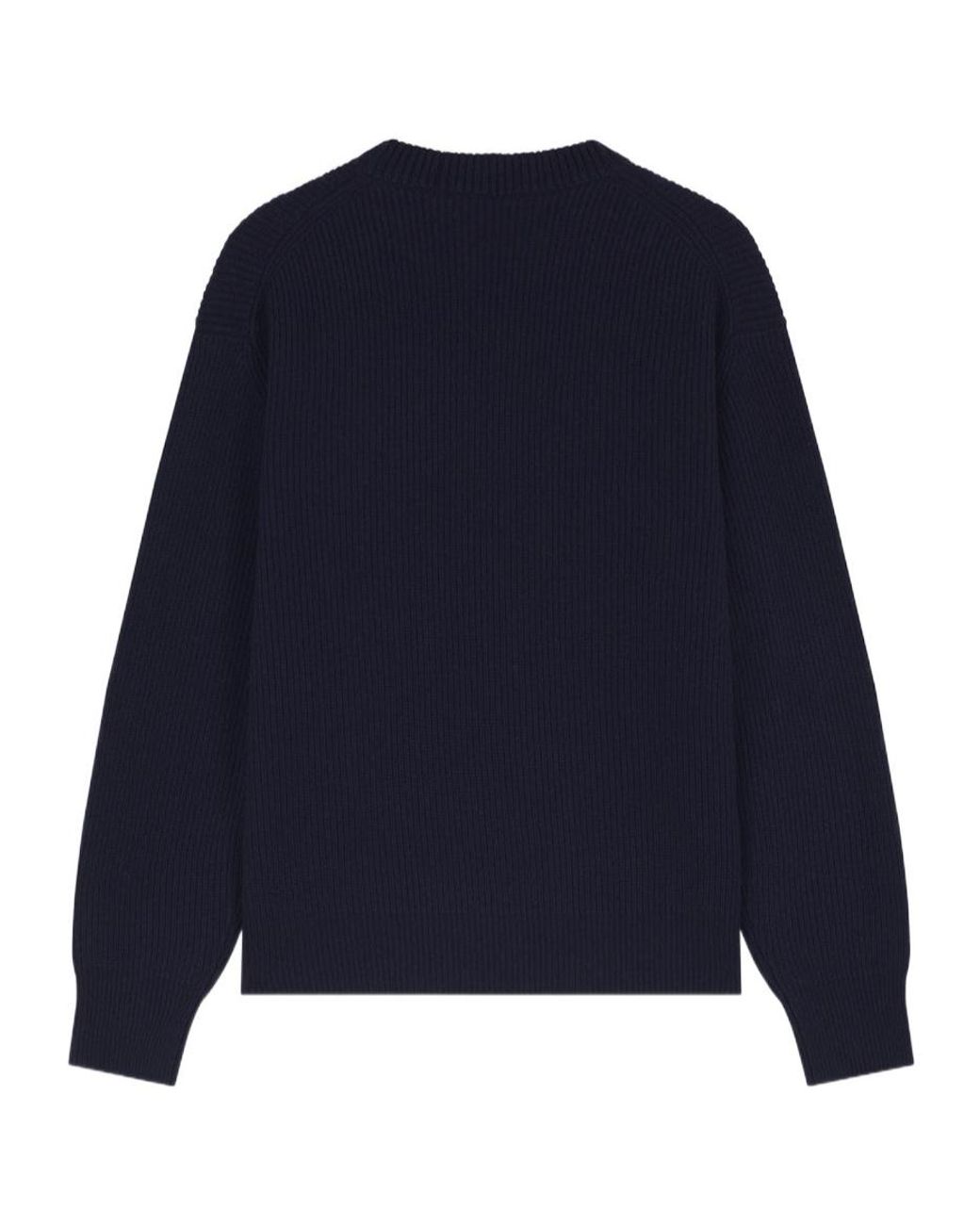 Maison Kitsuné Blue Maison Kitsuné Fox Patch Knitted Jumper for men