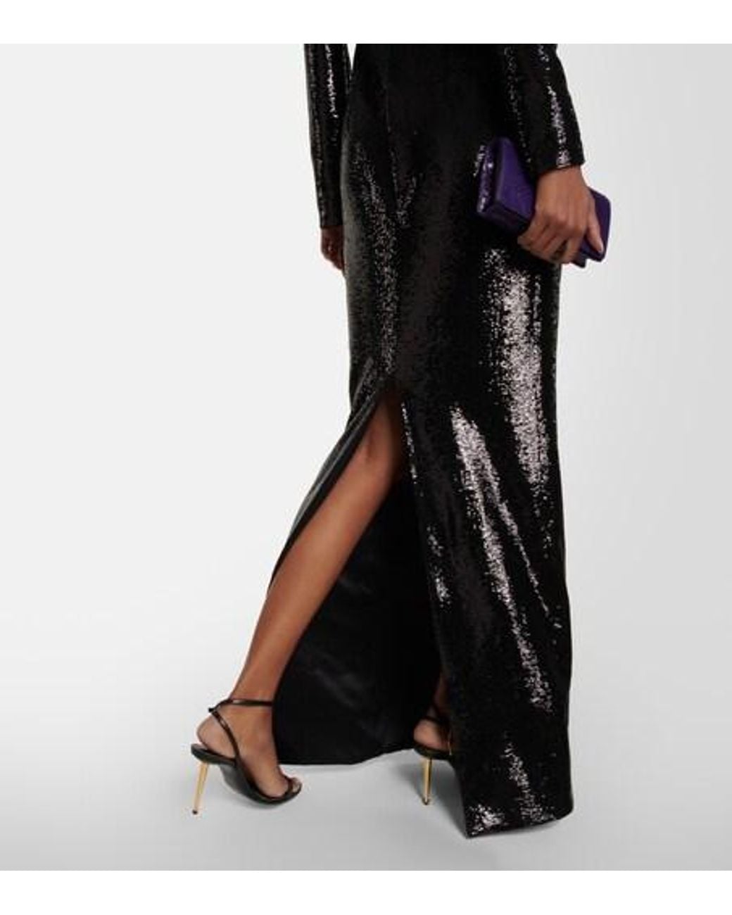 Tom Ford Black Sequin-Embellished Hooded Gown