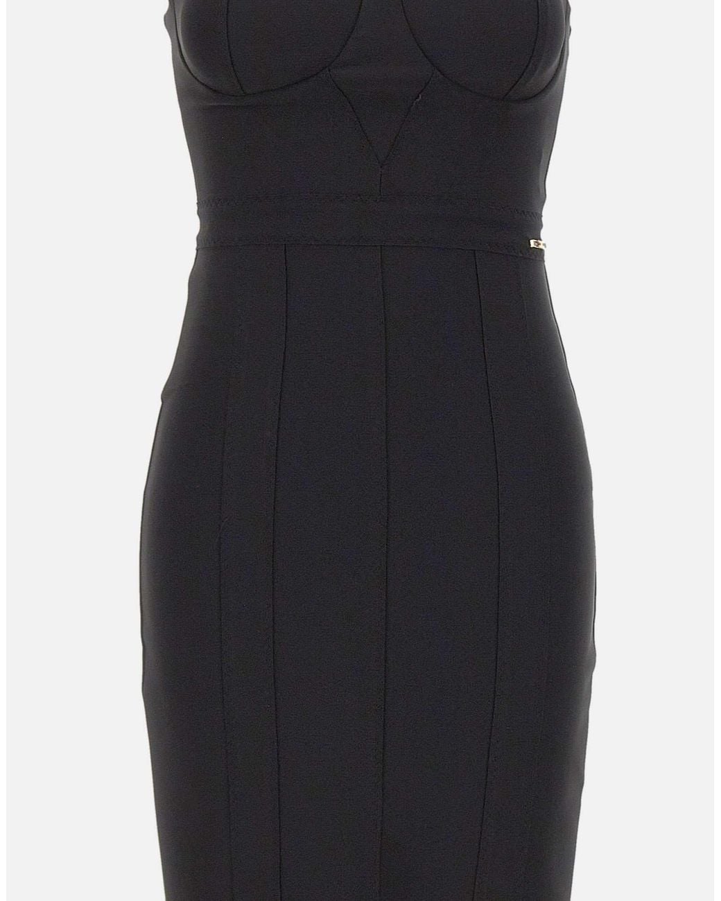 Elisabetta Franchi Black Bustier Midi Dress