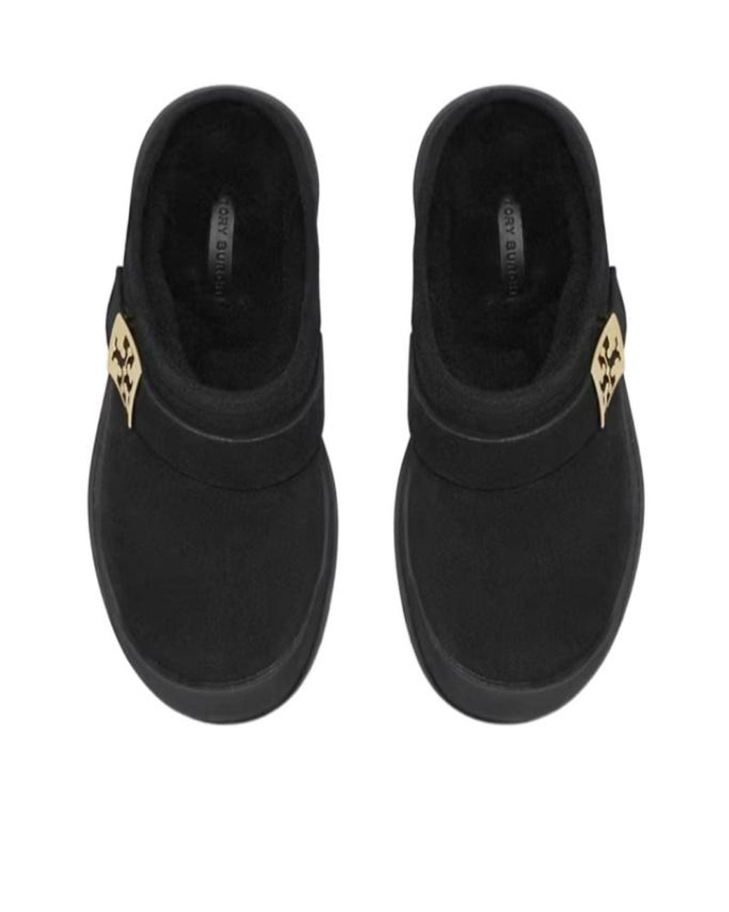 Tory Burch Black Mellow Shearling Platform Mules