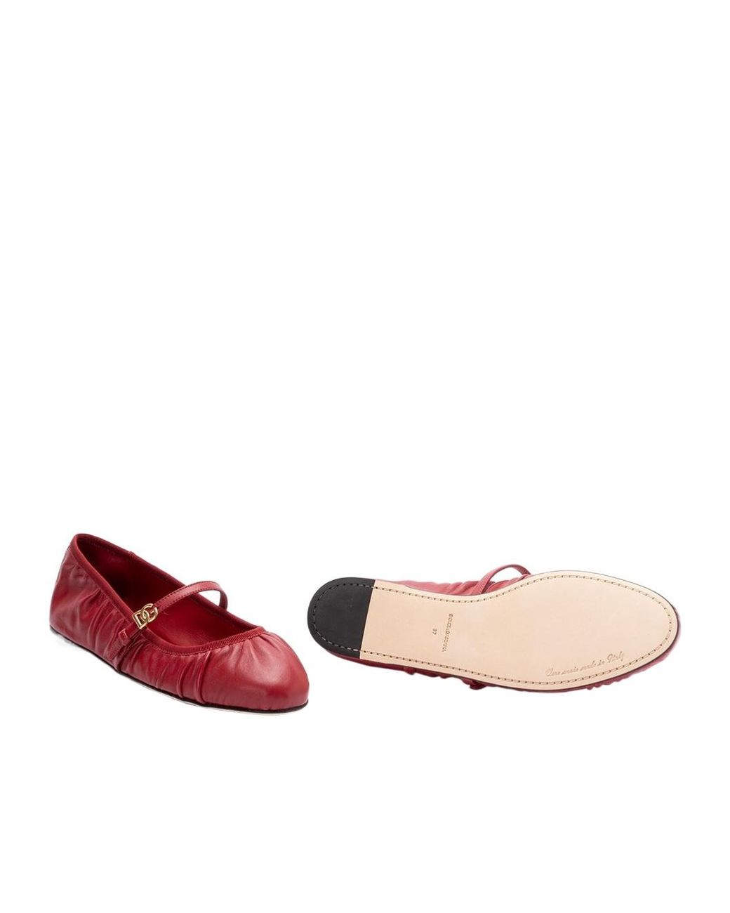 Dolce & Gabbana Red Dg Logo Plaque Ballet Flats