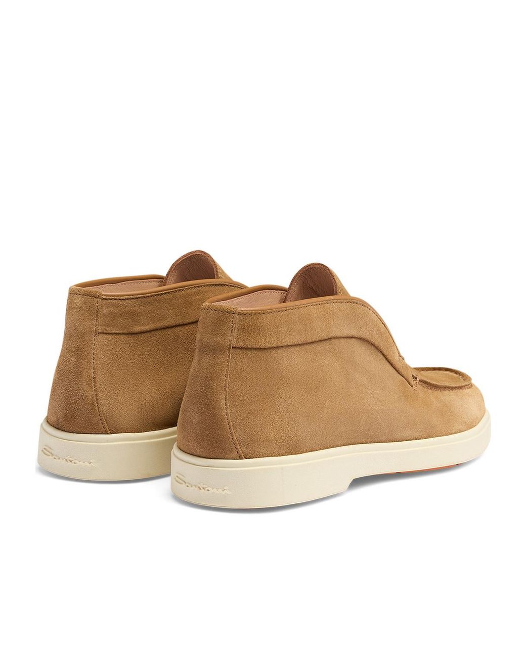 Santoni Brown Round-Toe Slip-On Loafers