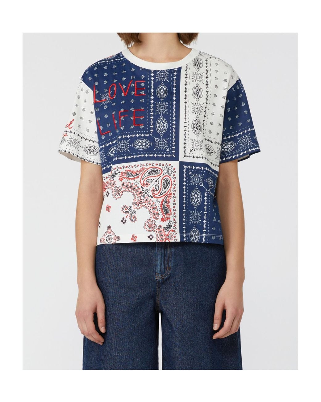 Weekend by Maxmara White Acline Printed Organic Cotton T Shirt
