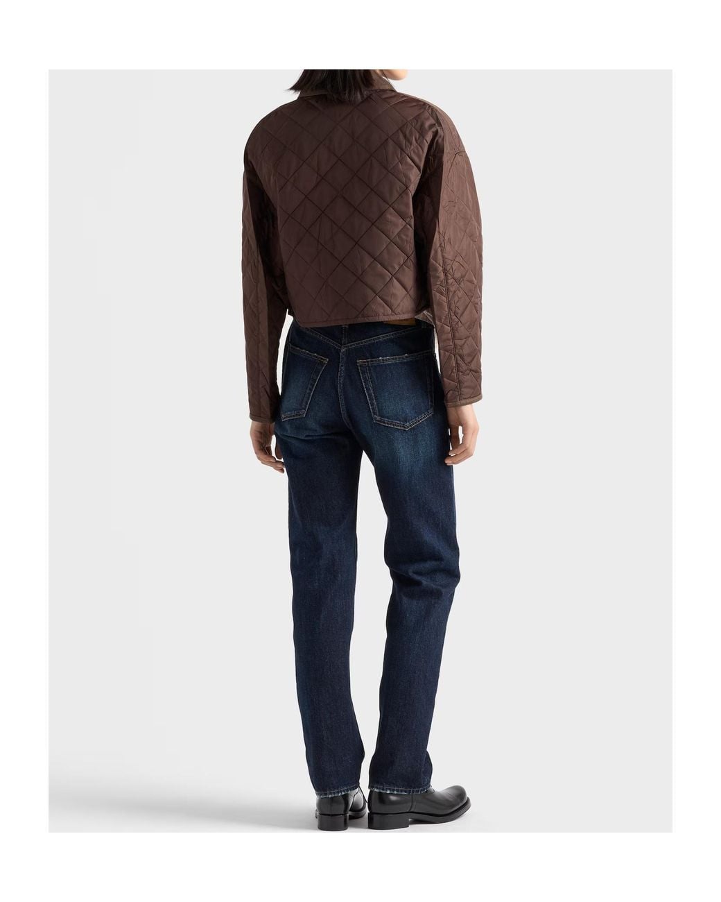 Prada Brown Lightweight Re-Nylon Cropped Blouson Jacket
