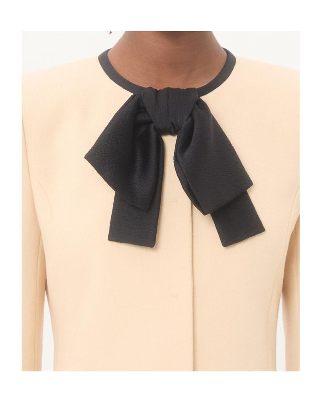 Valentino Natural Bow Detailed Caban Coat