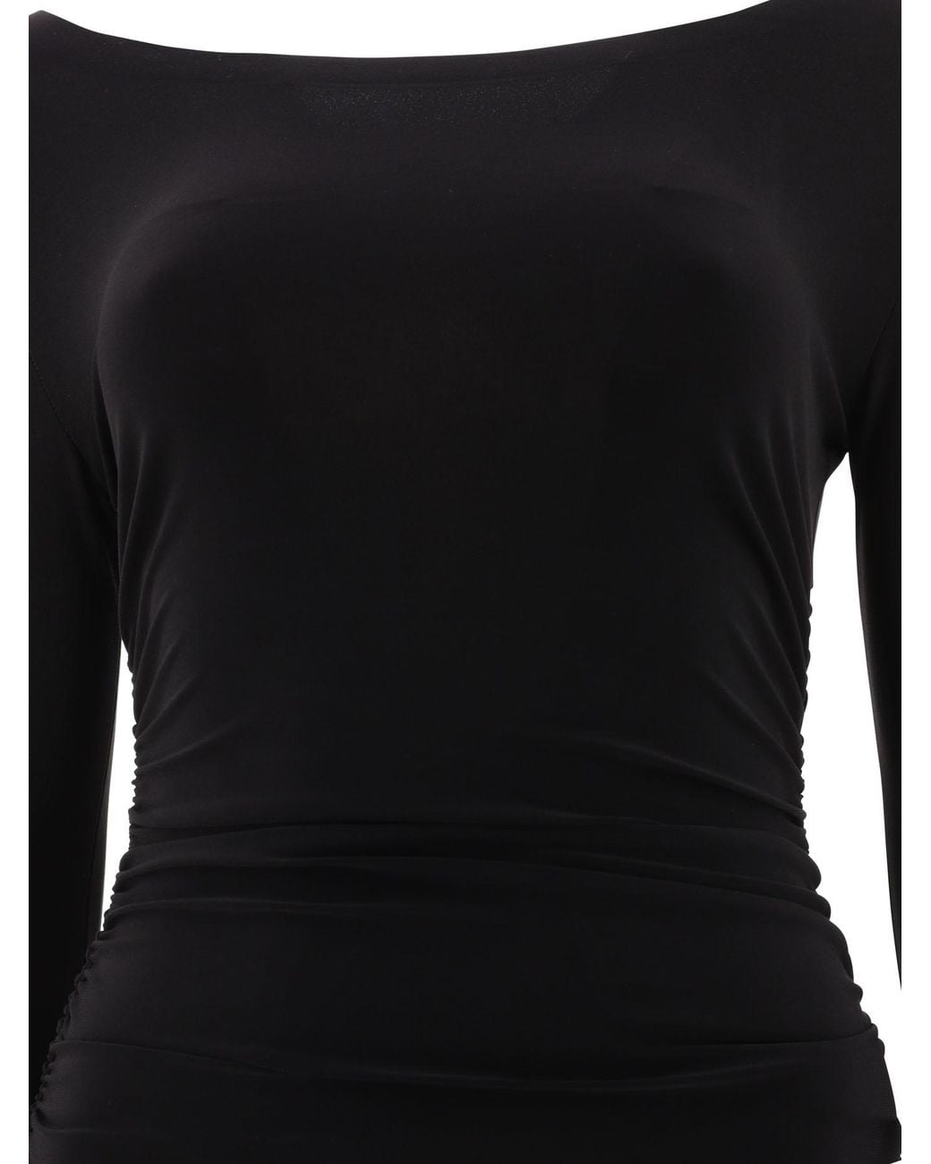 Norma Kamali Black Long Sleeved Boat-Neck Dress
