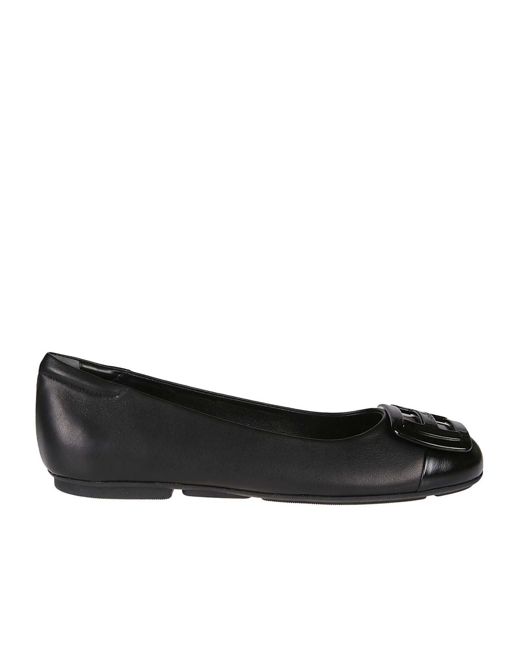 Hogan Black Round-Toe Slip-On Ballerinas