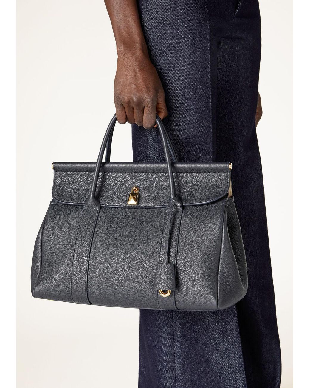Loro Piana Blue Carry A Handbag With Both Hands