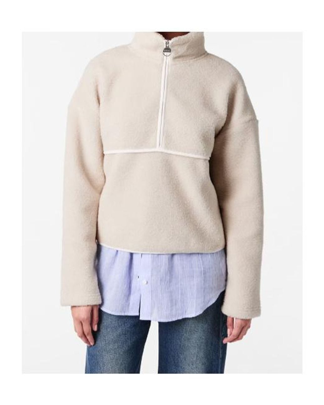 Barbour White Long-Sleeved Half-Zip Sweatshirt