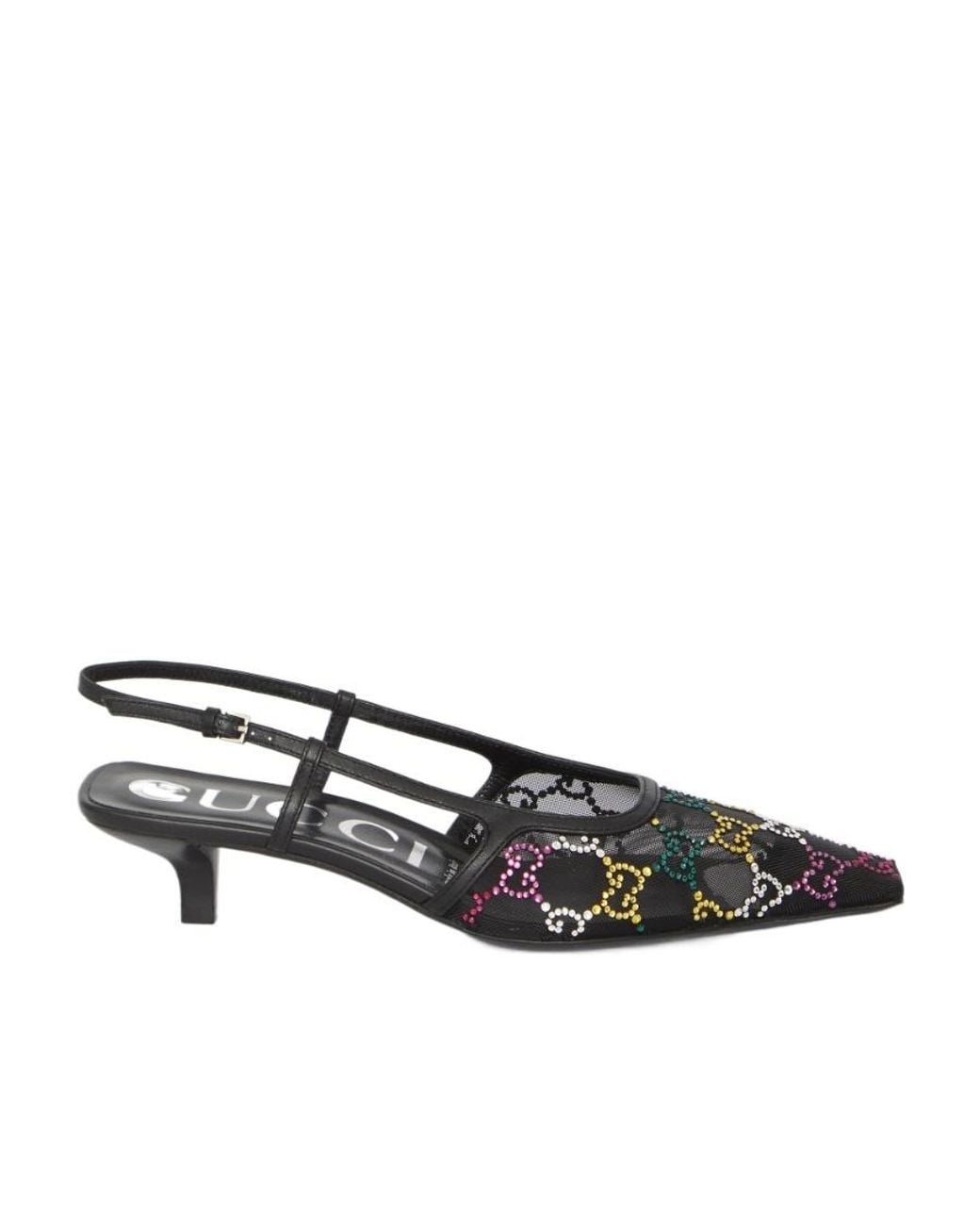 Gucci Multicolor Embellished Slingback Pumps
