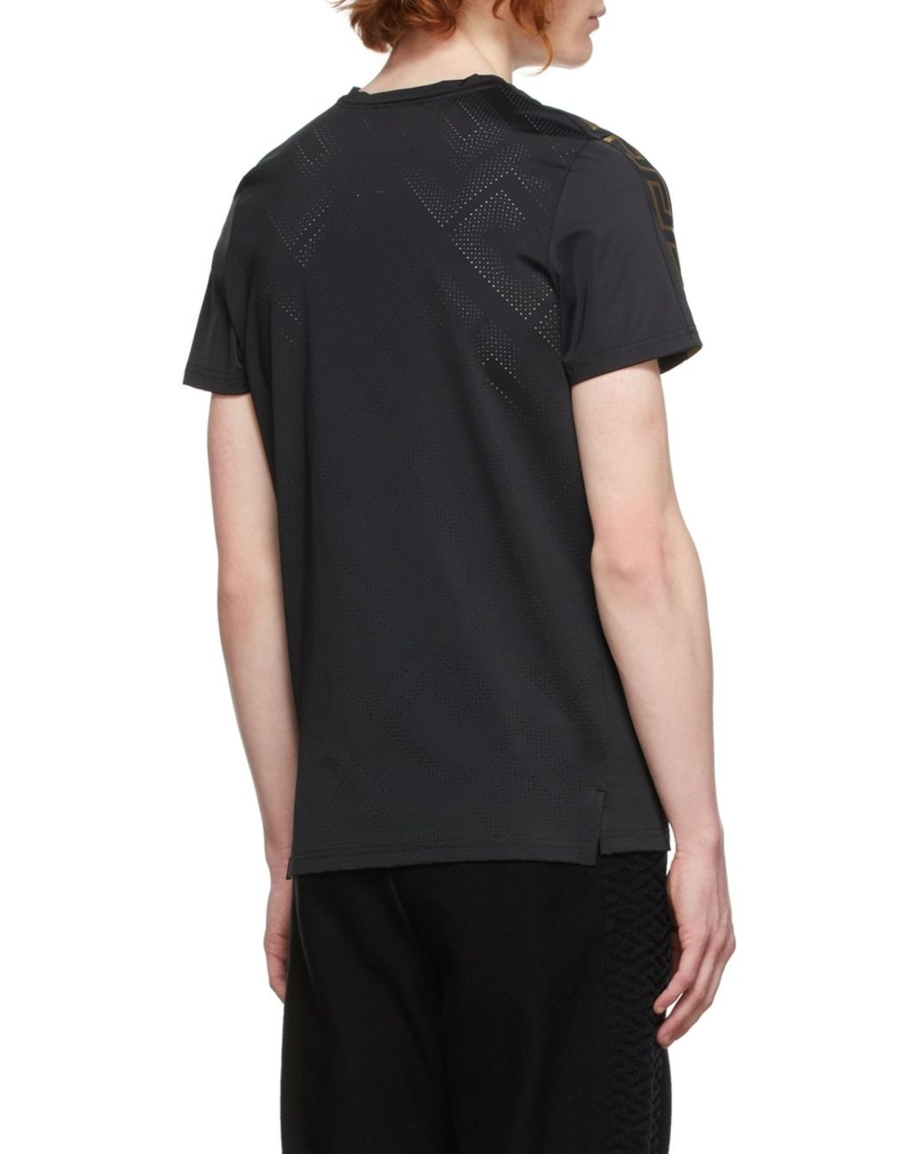 Versace Black La Greca-Print Short-Sleeve T-Shirt for men