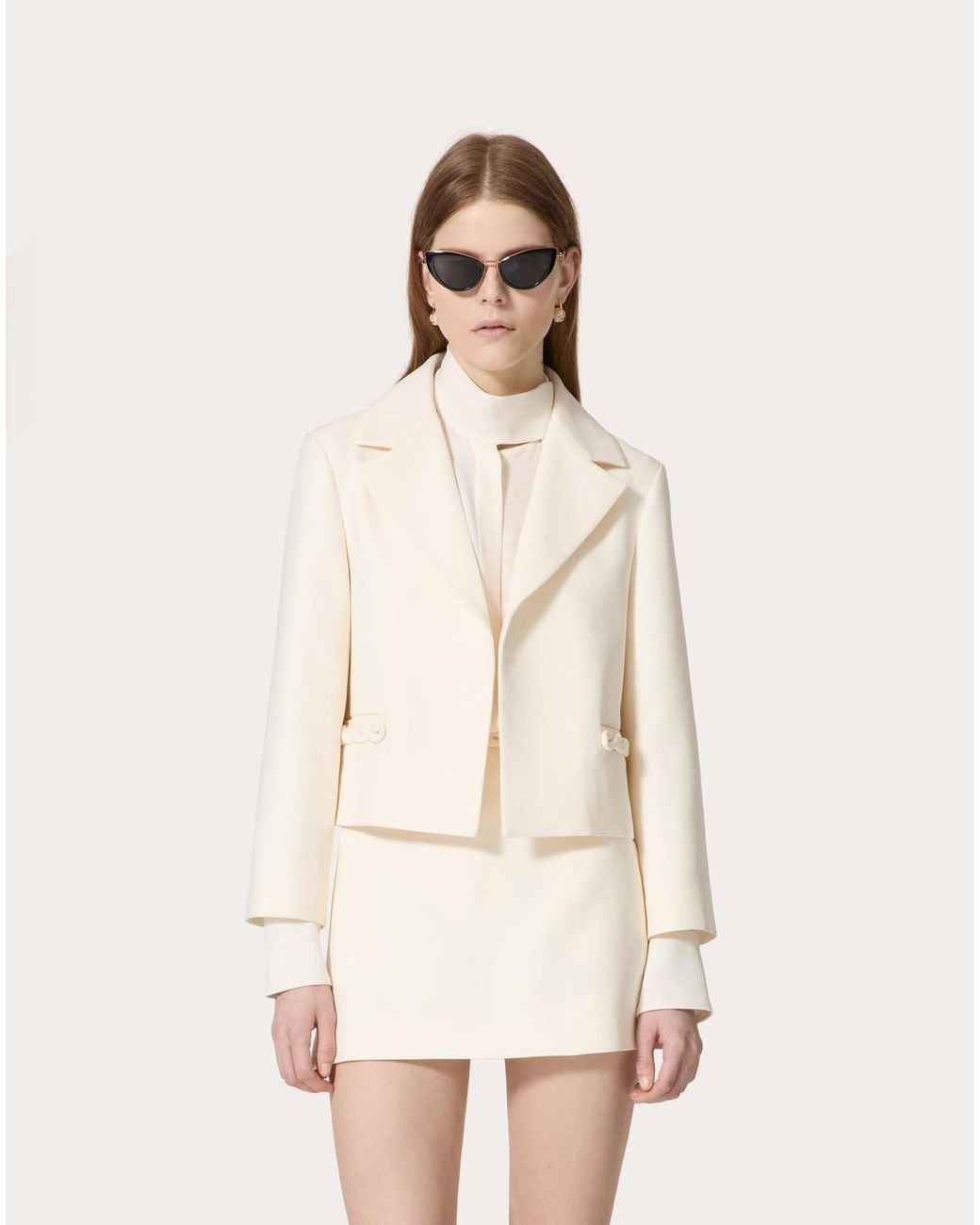Valentino Natural Single-Breasted Virgin Wool-Silk Coat
