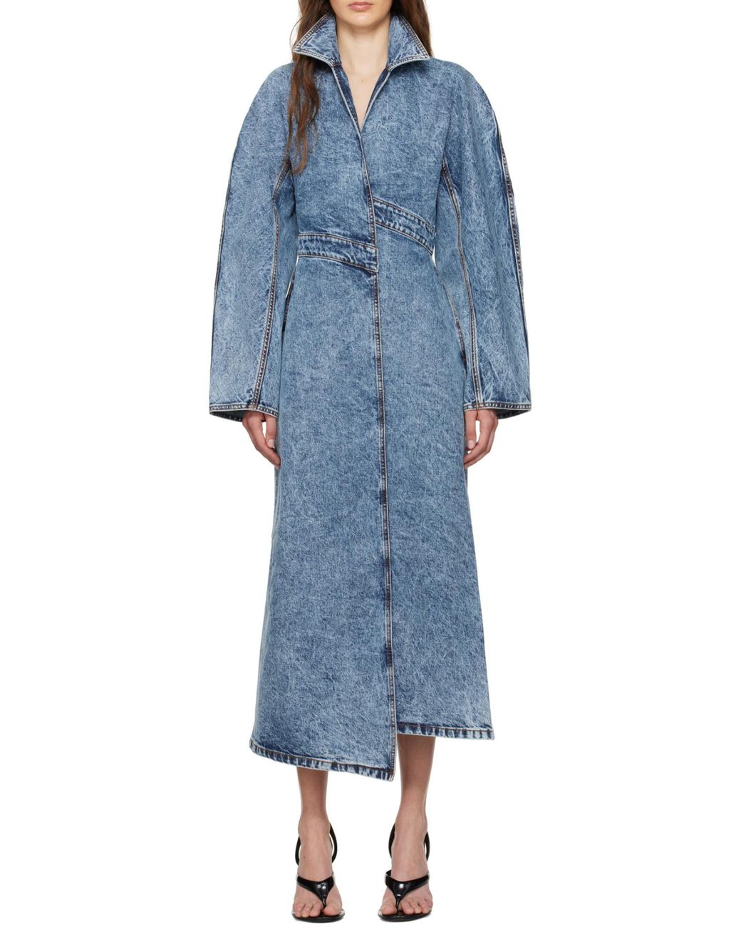 Alaïa Blue Alaã¯A Long Denim Spiral Trench