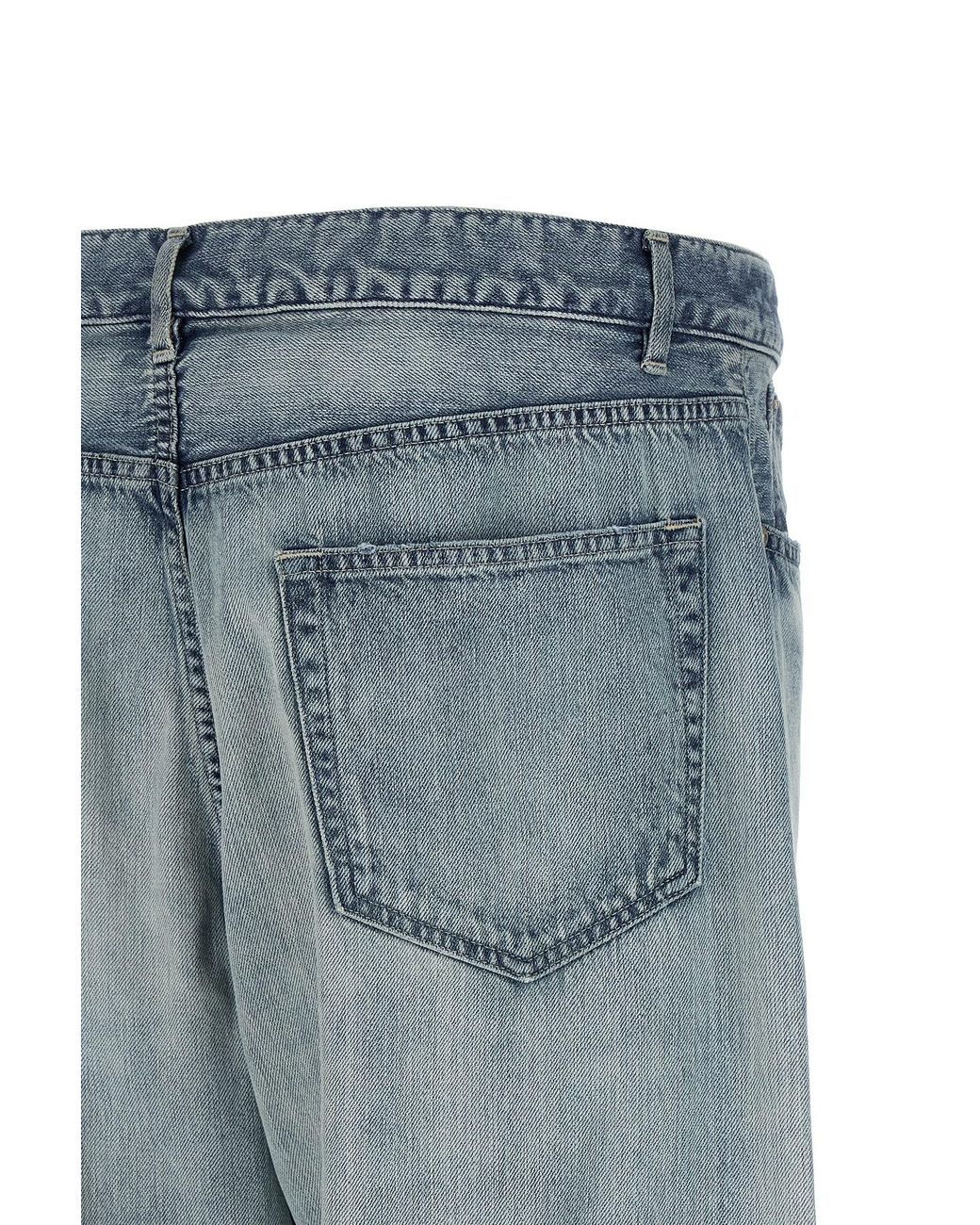 Auralee Blue Faded Selvedge Distressed Jeans for men