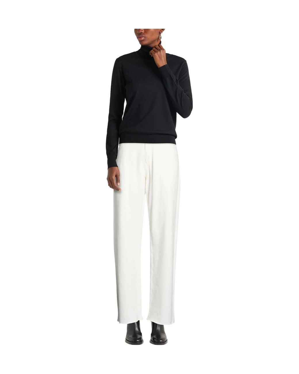 MM6 by Maison Margiela White Solid-Color High-Waist Casual Trousers