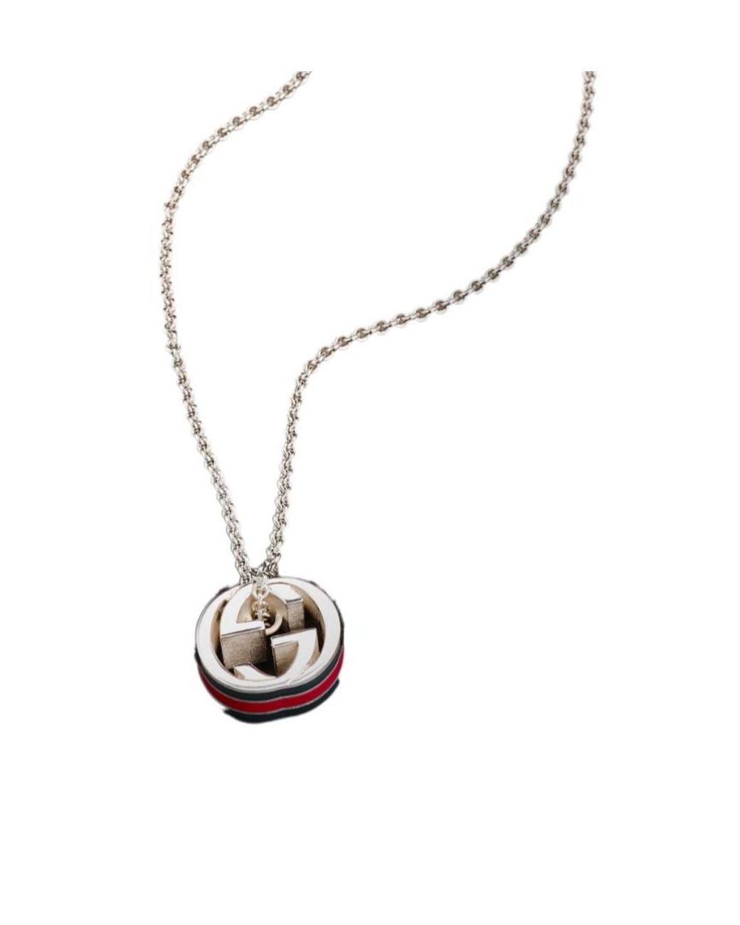 Gucci Metallic Pendant Chain Necklace With Interlocking G for men