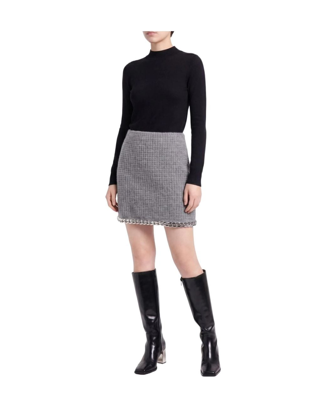 Tory Burch Gray Mid-Length Knitted Pencil Skirt