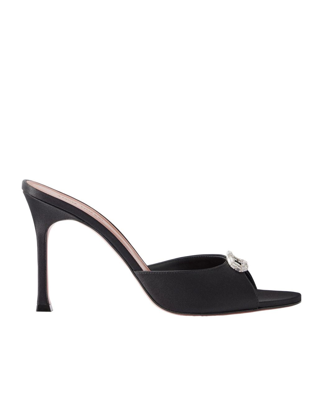 AMINA MUADDI Black Embellished Satin Sandals