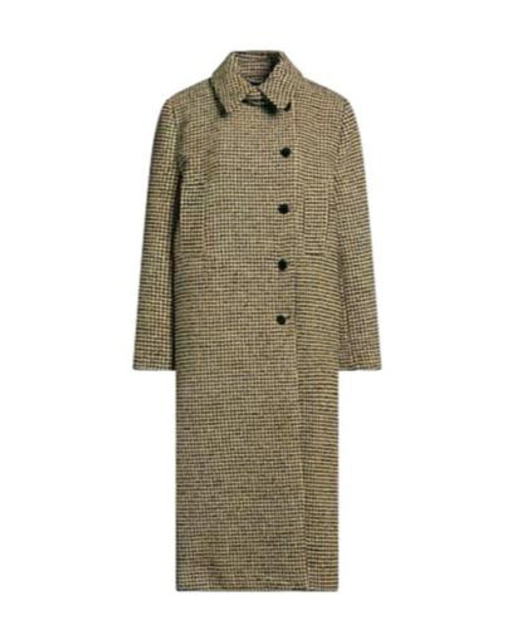 Ganni Green Plaid Double-Breasted Coat