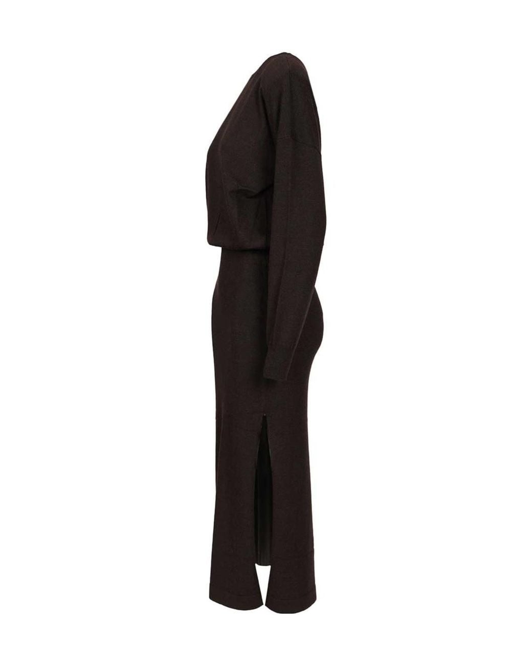 P.A.R.O.S.H. Black Boat-Neck Midi Dress