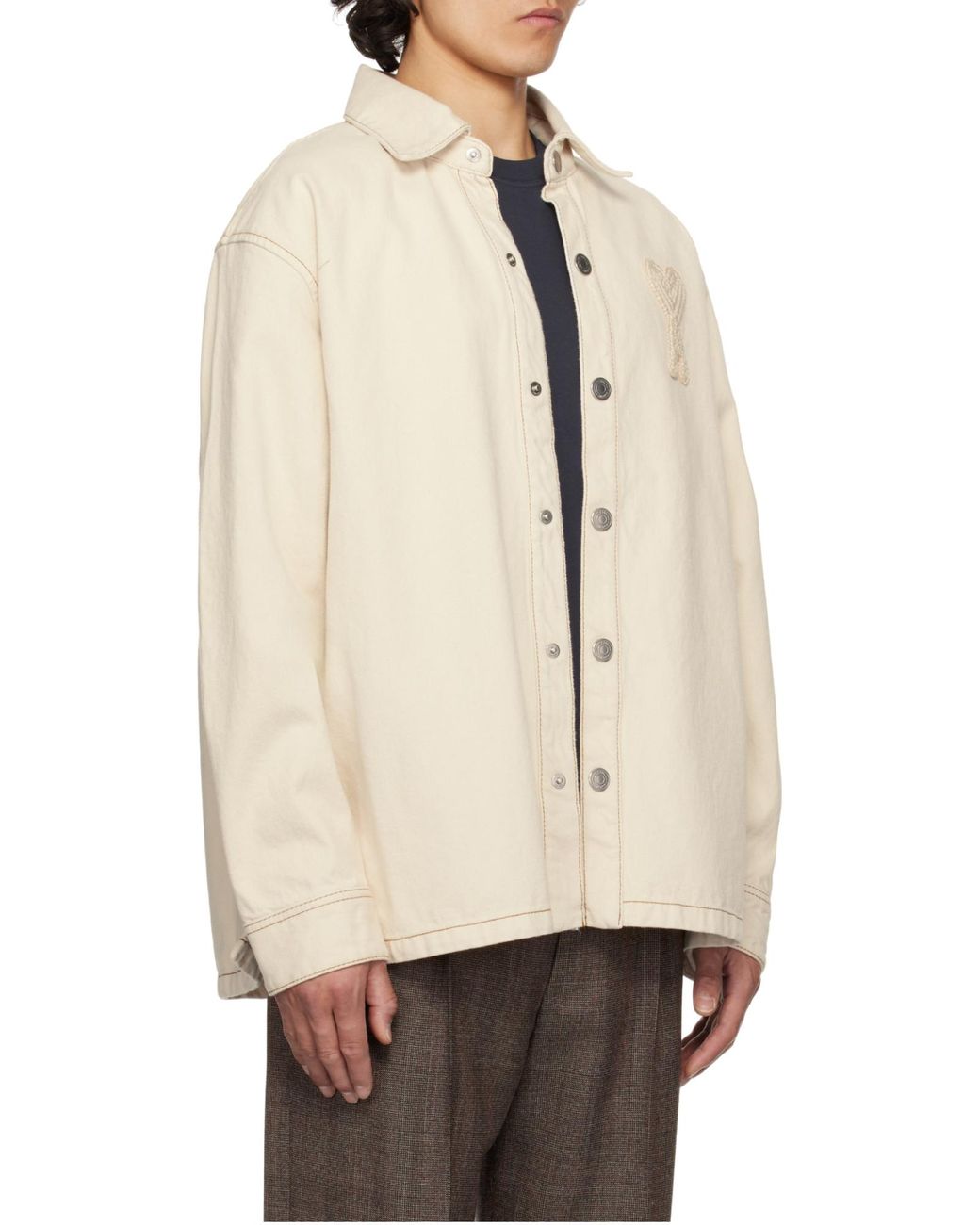 AMI Natural Lapel Long Sleeve Shirt for men