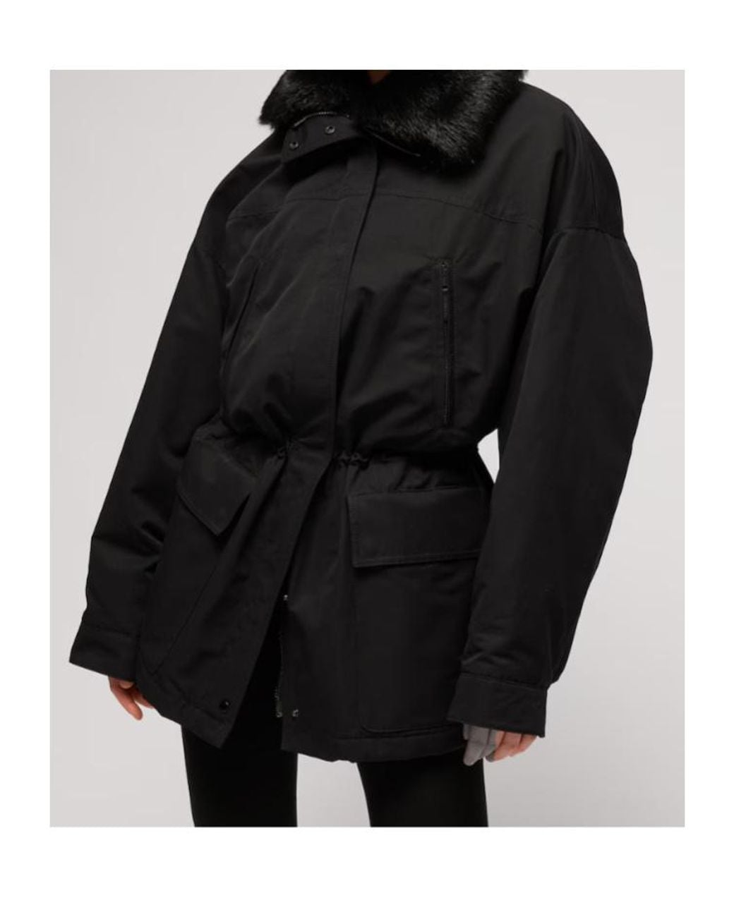 Gucci Black Technical Cotton Faille Jacket With Shearling