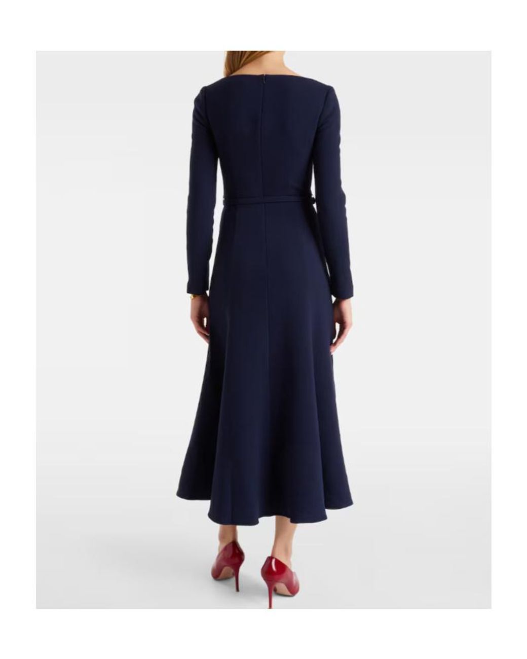 Roland Mouret Blue Belted Wool Crêpe Midi Dress